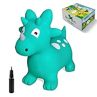 Bouncy Horse, Dinosaur Hopper Toys for Kids, Inflatable Ride on Bouncy Animals Toys for Toddlers, Jumping Horse for Baby Year Old Birthday Gift for Boy or Girl (Triceratops)