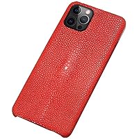 Pearl Fish Leather Phone Back Cover, for Apple iPhone 13 Pro (2021) 6.1 Inch Business Shockproof Breathable Case [Screen & Camera Protection] (Color : Red)