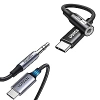 UGREEN USB C to 3.5mm Audio Adapter Hi-Res 32bit/384KHz Type C to Aux Dongle HiFi DAC Headphone Jack Cable Converter Bundle with USB C to 3.5mm Audio Adapter Hi-Fi Stereo Type C to Aux Headphone