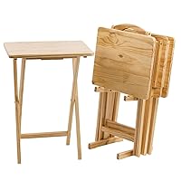 Pearington Ranchwood Folding TV Tray Table for Dining, Laptop Computer Stand, Gaming, Desk, 4-Pack, Natural Wood Finish