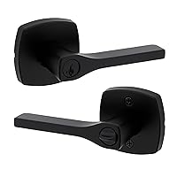 Tripoli Lever Entry Door Handle with Lock and Key, Secure Keyed Reversible Lever Exterior, For Front Entrance and Bedrooms, Matte Black, Pick Resistant Smartkey Rekey Security and Microban