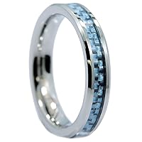 4mm Tungsten Carbide Purple Pink or Blue Carbon Fiber Inlay Wedding Band Ring