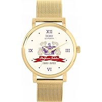 Queen's Platinum Jubilee Crown Watch 2022 for Women, Analogue Display, Japanese Quartz Movement Watch with Gold Mesh Strap, Custom Made