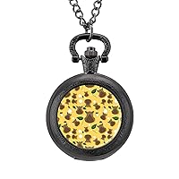 Funny Capybara Vintage Pocket Watch Arabic Numerals Scale Quartz with Chain Christmas Birthday Gifts