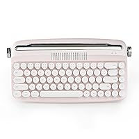 YUNZII Upgraded Wireless Keyboard, Typewriter Keyboard with Integrated Stand, USB-C/Bluetooth Keyboard with Cute Round Keycaps for Multi Device and Knob Control for Win/Mac(B307, Baby Pink)…