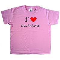 I Love Heart San Antonio Pink Kids T-Shirt