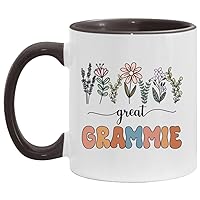 Great Grammie Gift - Floral Mug - Gift For New Great Grammie - Baby Announcement - Pregnancy Announcement Grammie - Mothers Day Gift - Birthday Gift - Black Accents Mug 11oz