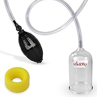 LeLuv EasyOp Bgrip Handle Penis Glans (Head) Vacuum Pump Kit with Silicone Medium Yellow Sleeve