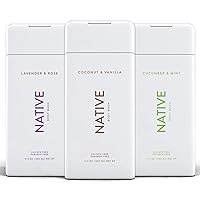 Native Body Wash 3 Pack - Natural Body Wash Women & Men - SLS & Paraben Free - Cucumber & Mint, Coconut & Vanilla, Lavender & Rose