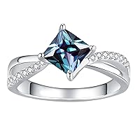 Alexandrite Engagement Rings with Natural Diamond 10k 14k 18k Gold Natural Diamond Color Changing Alexandrite Promise Anniversary Ring June Birthstone Ring for Her