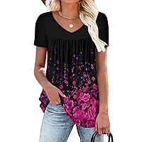ZOLUCKY Womens Short Sleeve Tunic Tops Loose Fit Summer Shirts for Leggings