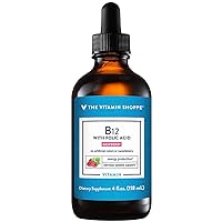 The Vitamin Shoppe Liquid Vitamin B12 with Folic Acid - Raspberry Flavor, Supports Energy Production, Excellent Source of Folic Acid, One Daily Serving (4 Fl Oz)