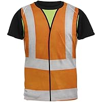 Old Glory Halloween Road Worker Construction Vest Costume All Over Mens Black Back T Shirt Multi SM