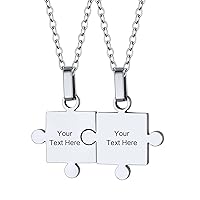 ChainsHouse Puzzle Friendship Necklace Stainless Steel BFF Necklace, 2/3/4/5/6/7/8pcs Personalized Matching Heart Pendant Friendship Necklaces for Women Men, Send Gift Box