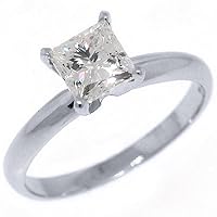 14k White Gold 1.05 Carats Solitaire Princess Cut Diamond Engagement Ring