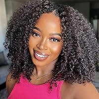 Nadula U Part Kinky Curly Glueless Wigs Upgrade U Part Human Hair Wig Side Part Curly Wig Beginner and Friendly No Glue No Leave Out Natural Scalp 150% Density 24inch