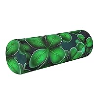 Cervical Bolster Pillow Case St. Patrick's Day Clover Lucky Green Memory Foam Neck Roll Pillow for Sleeping 5.5