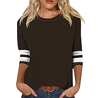 Tops for Women Sexy Casual,Plus Size Tops for Women Womens 3/4 Sleeve Tops Crew Neck Casual Print Graphic Shirt