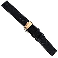 16mm Glam Rock Black Saffiano Leather Rose Gold Butterfly Clasp WatchBand EZ PIN