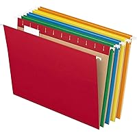 Hanging File Folders, Letter Size, Assorted Colors, 1/5-Cut Adjustable Tabs, 25 Per Box (81663)
