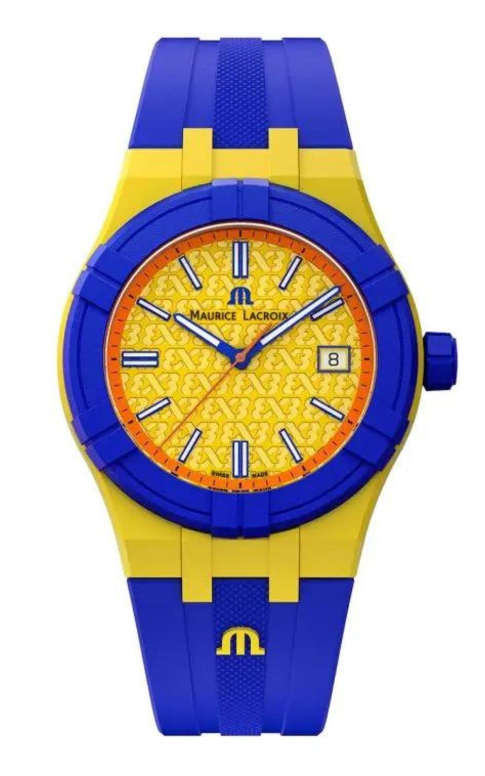 Maurice Lacroix Men's AI2008-68YZ8-800-0 Aikon Tide Special Edition FIBA Yellow and Blue Watch