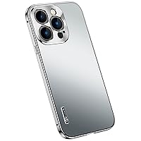 Case for iPhone 14/14 Pro/14 Plus/14 Pro Max, Aluminum Alloy Frame with Built-in Shock Absorption Core, Fingerprint Resistant, Magnetic Attachment,Silver,14 Pro Max