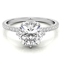 Kiara Gems 2.50 CT Cushion Infinity Accent Engagement Ring, Wedding Eternity Band Vintage Solitaire Silver Jewelry Halo-Setting Anniversary Praise Ring Gift