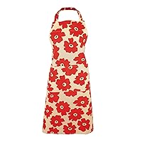 Adjustable Cotton Herringbone Weave Apron with Large Pockets, 35-Inches, Red Poppy