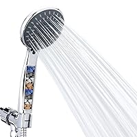 Briout Filtered Shower Head with Handheld, High Pressure 5 Spray Mode Showerhead with Hose Bracket Filter for Hard Water