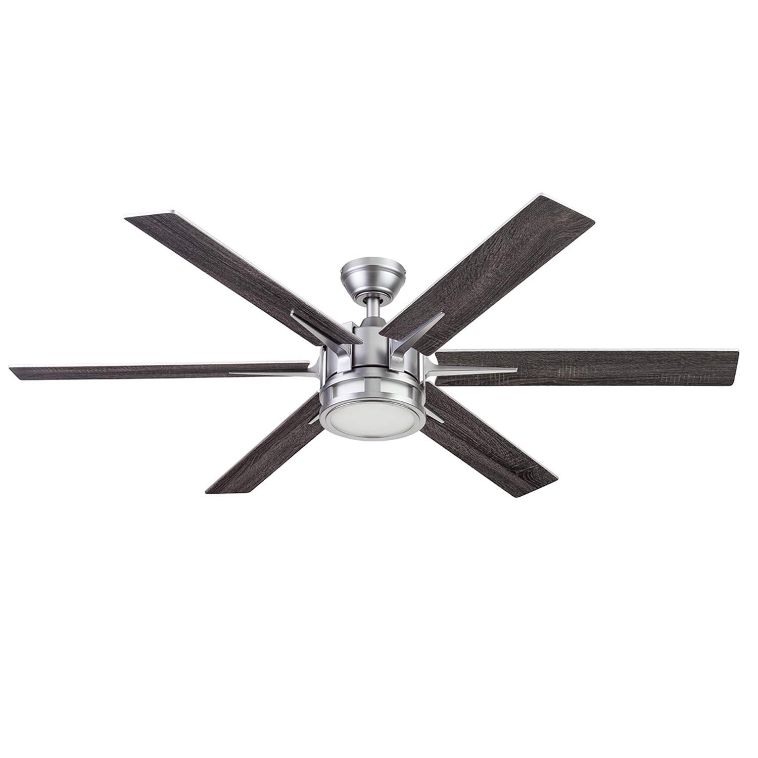 Honeywell Ceiling Fans Kaliza, 56 Inch Indoor Modern LED Ceiling Fan with Light and Remote Control, Dual Mounting Options, 6 Blades with Dual Finish, Reversible Motor - 51626-01 - (Matte Nickel)