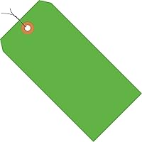 Fluorescent Green Shipping Tags, Wired, 13 Pt, 4 3/4' x 2 3/8', 5, (Case of 1000)