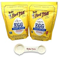 Two 12 oz (340g) Bags of Non-GMO Gluten Free and Vegan Egg Replacer and 1 WYKED YUMMY 4-in-1 Plastic Multi-use Measuring Spoon Bundle – Equivalent to 34 Eggs