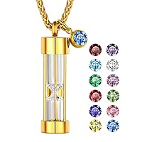 FaithHeart Cremation Urn Necklace, Women Men Stainless Steel/Gold Plated Memento Jewelry, Pet Ashes/Perfume/Pill Keepsake Waterproof Pendant Necklace for Memory- Customize Available