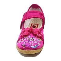 Children Girl's Frog Embroidery Mary-Jane Shoes Kid's Cute Flat Cheongsam Shoe