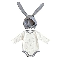Linen Baby Set Baby Boys Girls Bunny Outfit My First Easter Outfits Infant Newborn Bodysuit Romper (Grey, 3-6 Months)