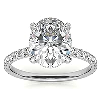 3 CT Oval Moissanite Engagement Ring Wedding Eternity Band Vintage Solitaire Antique 4-Prong -Setting Setting Silver Jewelry Anniversary Promise Vintage Ring Gift for Her