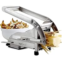 POP AirFry Mate, Commercial Grade Stainless Steel French Fry Cutter, Vegetable and Potato Slicer, 2 Blade Sizes, Non-Slip Suction Base, Perfect for Air Fryer (Not for Sweet Potatoes)