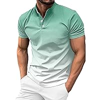 Mens Color Block Basic Tennis T-Shirts Stretch Quick Dry Golf Polos Shirt Outdoor Short Sleeve Workout Collared Shirt
