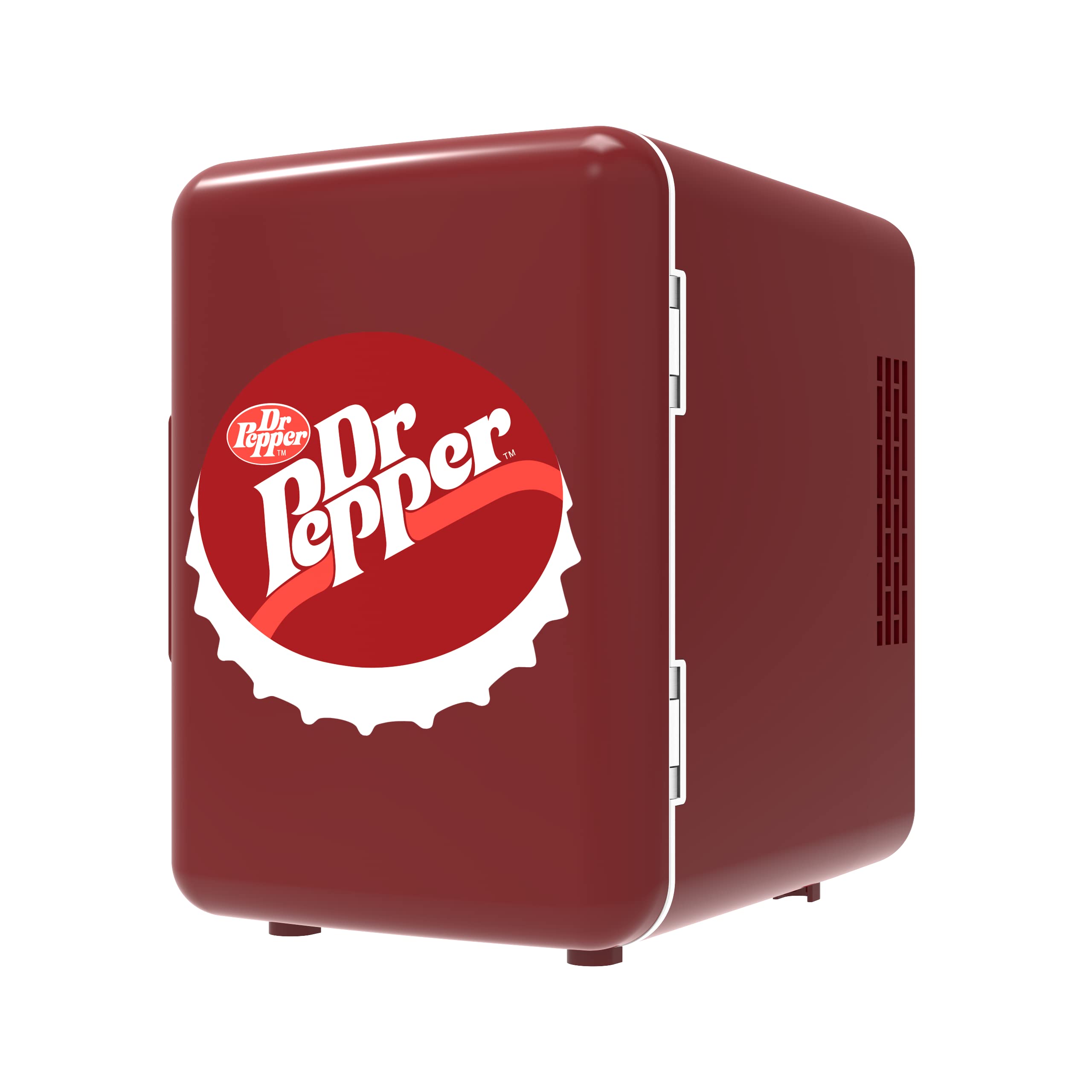 CURTIS MIS153DRP Dr. Pepper Retro Mini Portable Compact Personal Fridge Cooler, 4 Liter Capacity, 6 Cans, Makeup, Skincare, Freon-Free & Eco Friendly, Maroon