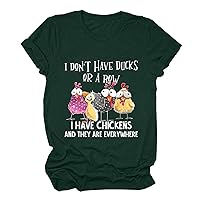 Chicken Tshirt Mom Cute T Shirts Womens Short Sleeves Farm Country Casual Tee Tops Funny Sayings Letter Print Shirt