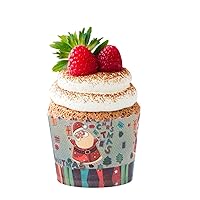 Amosfun 100pcs Christmas Cupcake Wrappers Holiday Baking Cups Muffin Liners With Xmas Tree Santa For Xmas Winter Wedding Birthday Sweater Party