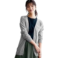 Nissen Women's Knit Cardigan, Long Sleeve, UV Protection, Simple, Cotton Blend, Regular Length, Spring and Autumn