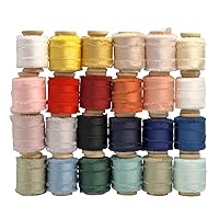 24 Color Silk Satin Ribbon 1-1/2 inch x 5 Yard with Wooden Spool Ivory Handmade Frayed Ribbons for Gift Wrapping Baby Shower Wedding Bridal Bouquets Holiday Decor