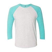 Next Level Women's Rib 3/4 Sleeve T-Shirt, Tahiti Blue/Heather White, XXX-Large