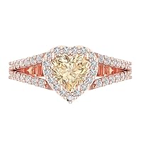 Clara Pucci 1.85 ct Heart Cut Solitaire W/Accent Halo split shank Natural Brown Morganite Anniversary Promise Bridal ring 18K Rose Gold