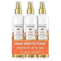 Pantene Pro-V Heat Protectant Spray, Thermal Heat Primer for Hair, Pack of 3, 21.6 oz total