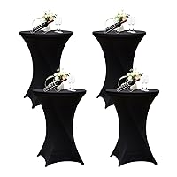 4 Pack 32x43 Inch Cocktail Table Cover Black Spandex Cocktail Tablecloth Highboy Tablecloth High Top Table Cloths Round for Party Pub Bar Bistro