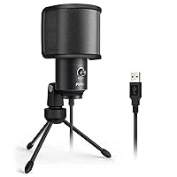 FIFINE USB Recording Microphone and Pop Filter Set, Condenser Computer PC Mic Bundle with Mic Pop Screen, Shield Windscreen for Studio, Podcast, Voice-Over, Vocal, Streaming (K669B+U1)