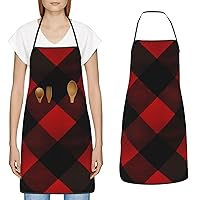 Waterproof Apron with Neck Strap Adjustable Bib for Kitchen Red Black White Abstract Chef Aprons for Women Men Cooking