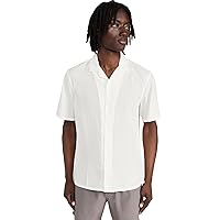 Club Monaco Men's Short Sleeve Camp Collar Seersucker Shirt